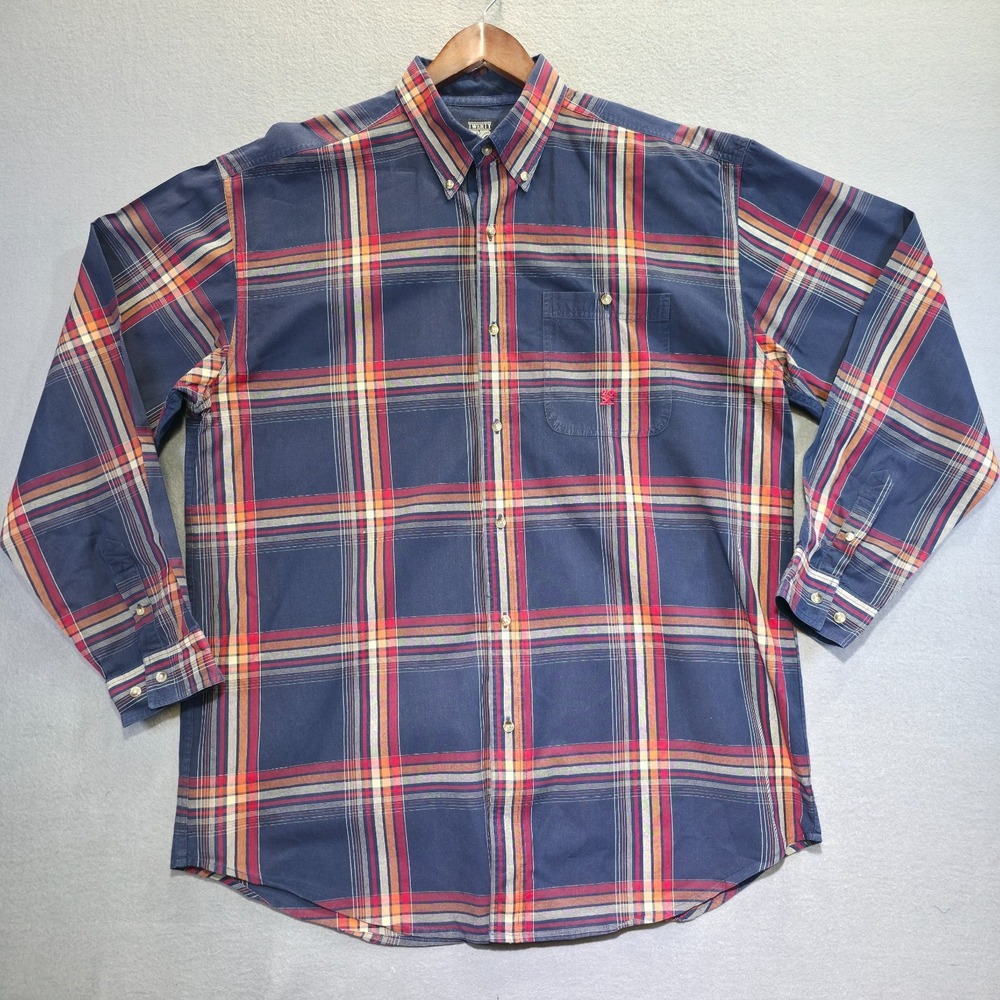 Twenty X Men's Blue Plaid Long‎ Sleeve Button Up Shirt Size XL